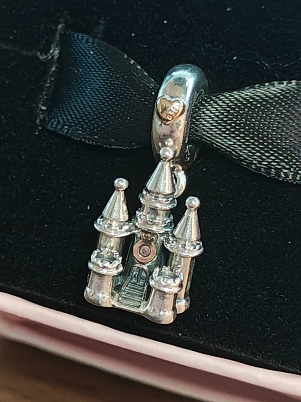 Authentic Pandora Retired Castle Dangle Charm 799337C00 Sterling Silver & 14K Go